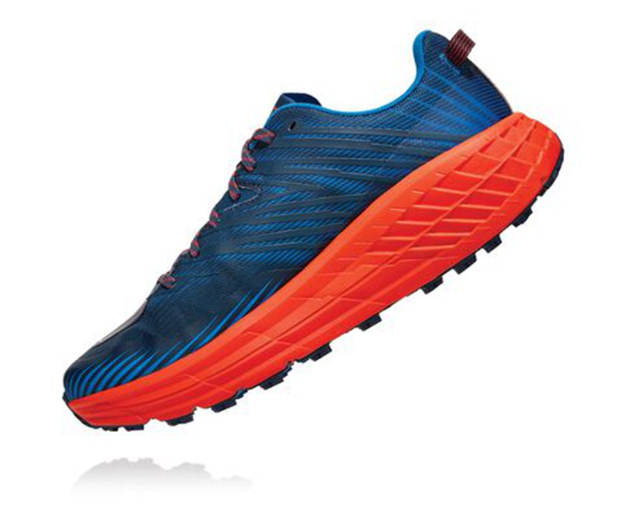 Trail Shoes Mens - Hoka One One Speedgoat 4 - Blue/Red - YZDRTHC-30